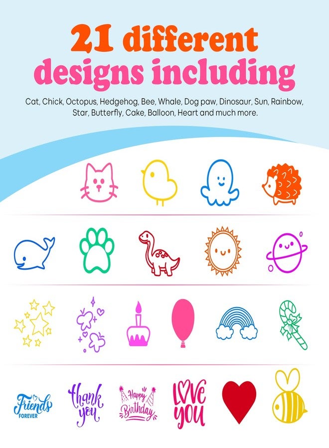 MeCids Stamps for Kids, 21Pcs Wooden Stamp Set - Animal Stamps Star Rainbow Cute Pattern Stamp for Kids Birthday Gift Party Favor Carnival Prizes, Kid Art Projects - Image 3